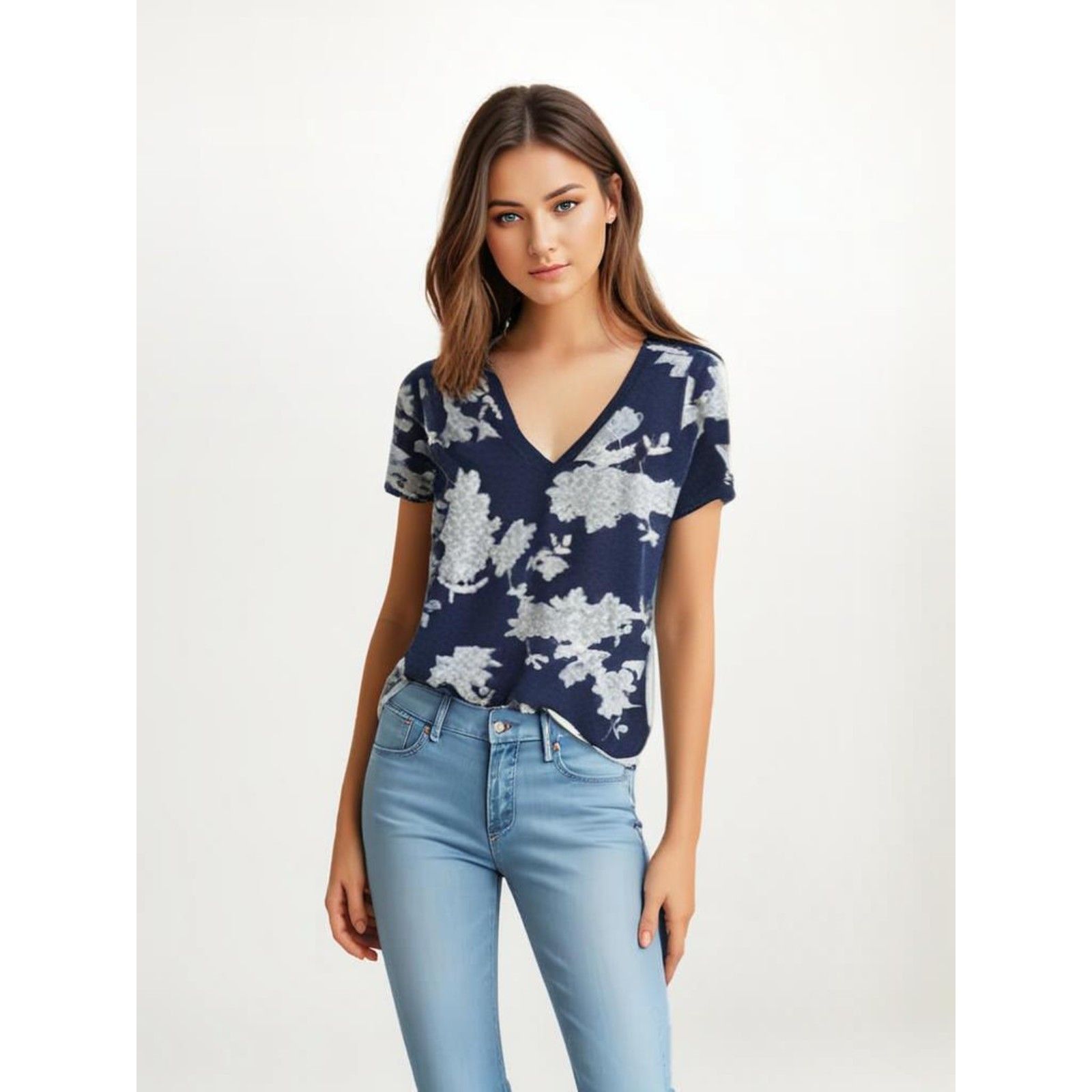 Other NWT LuLaRoe Christy V-neck Navy Floral Top Blouse SMALL Size S / US 4 / IT 40 - 1 Thumbnail