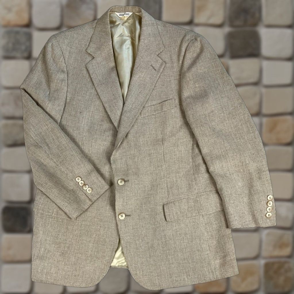 Ralph Lauren VINTAGE Ralph Lauren Polo University Club Blazer Jacket Men Wool Tweed 42 Beige 90s Classic Designer Size US XL / EU 56 / 4 - 1 Thumbnail