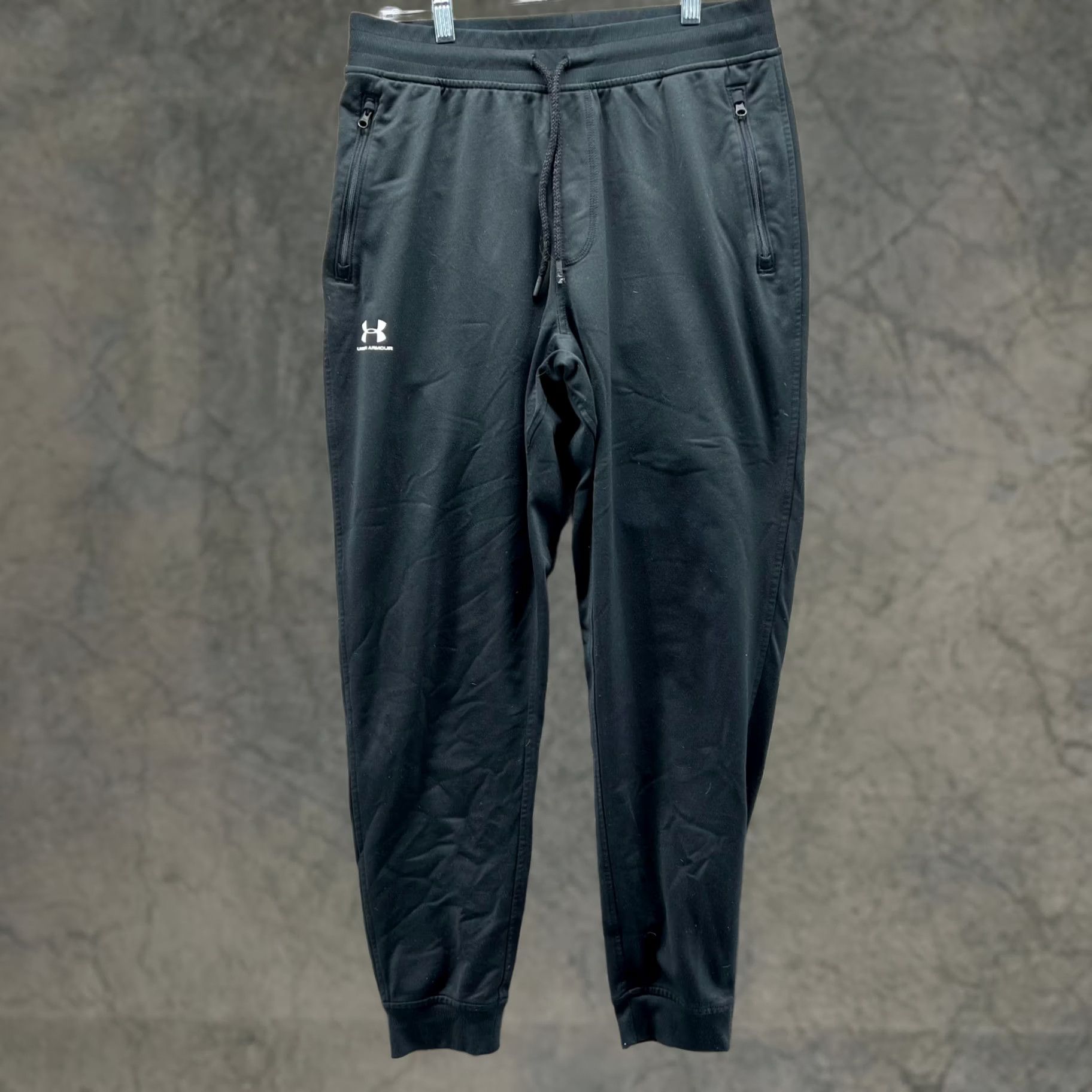 Under Armour VINTAGE under armour Jogger Pants Mens Large Black Fleece Cotton Polyester 28in Inseam Solid Pockets Training Tapered Casual Sportswear Size US 33 - 1 Thumbnail