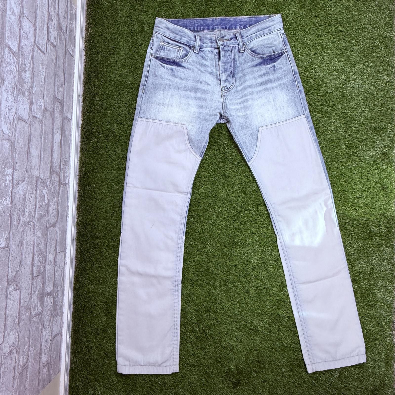 Unknown London Two-Tone Light Blue and White Denim Jeans Size US 29 - 3 Thumbnail