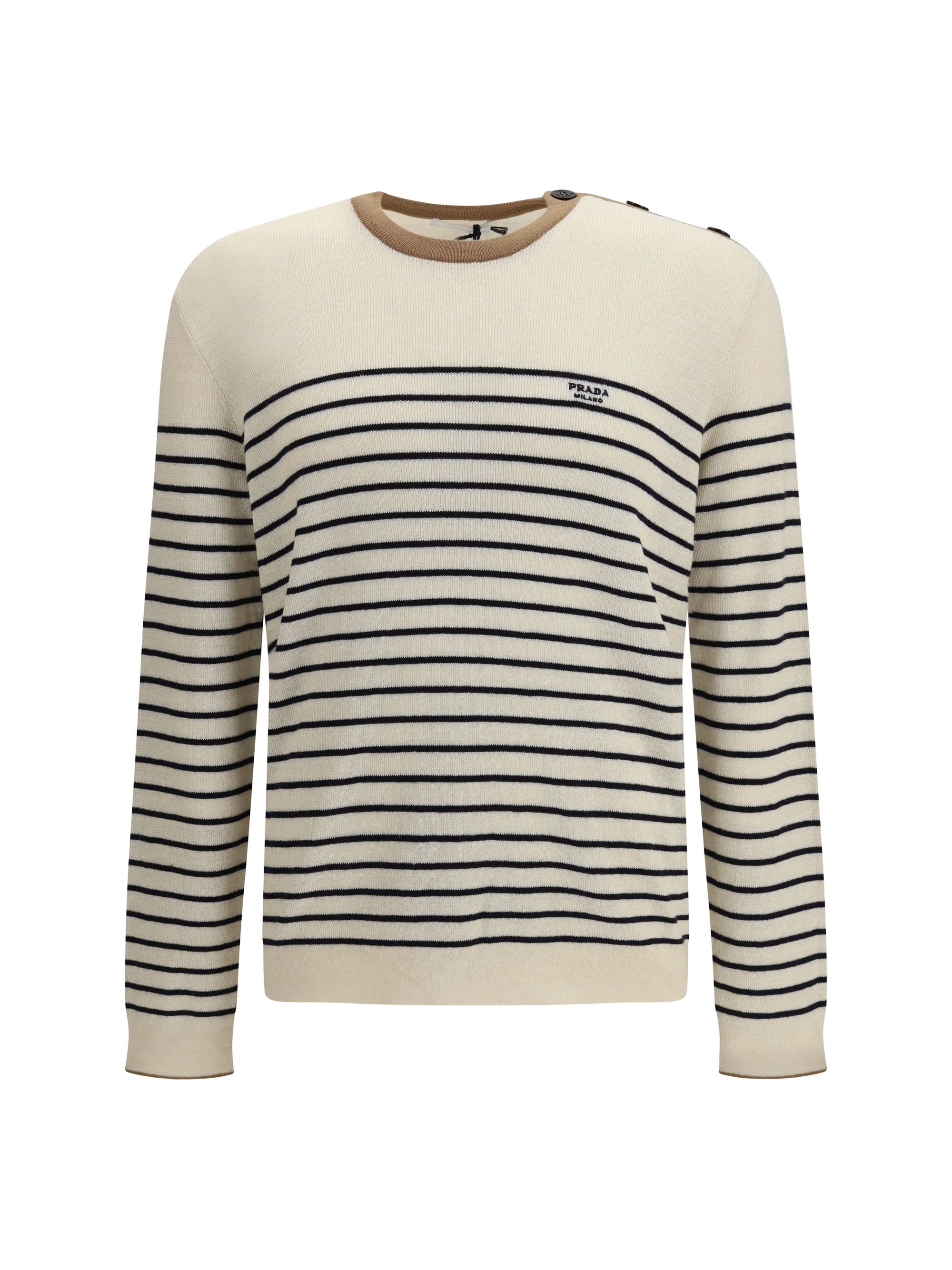 Prada Wool and Cotton Blend Pullover with jacquard motif Size US M / EU 48-50 / 2 - 1 Thumbnail
