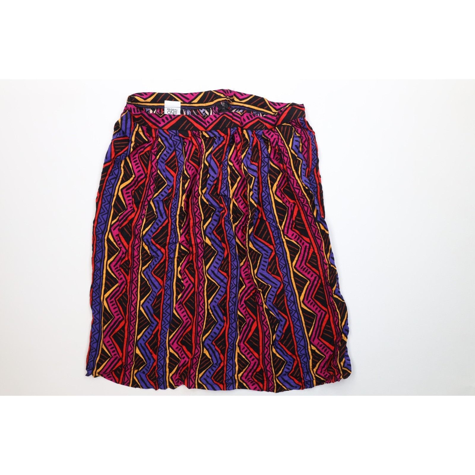 Vintage Vintage 90s Rayon Gabardine Abstract Rainbow Skirt Size 40" / US 18 - 1 Thumbnail