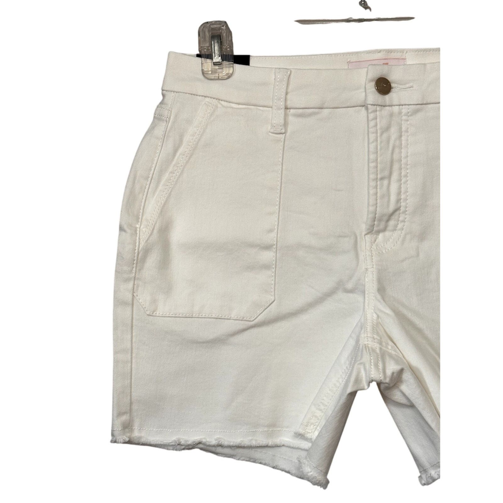 Other Jen7 Mid Rise Jean Shorts Frayed Hem Cream Women's 6 NWT Size 28" / US 6 / IT 42 - 2 Thumbnail