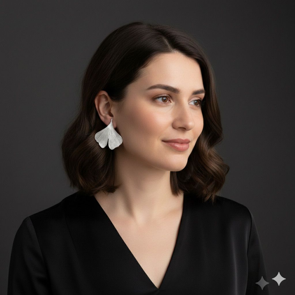 Other Ginko Biloba 2" Leaves Earrings B+B Sterling Silver 925 Vint Size ONE SIZE - 12 Thumbnail