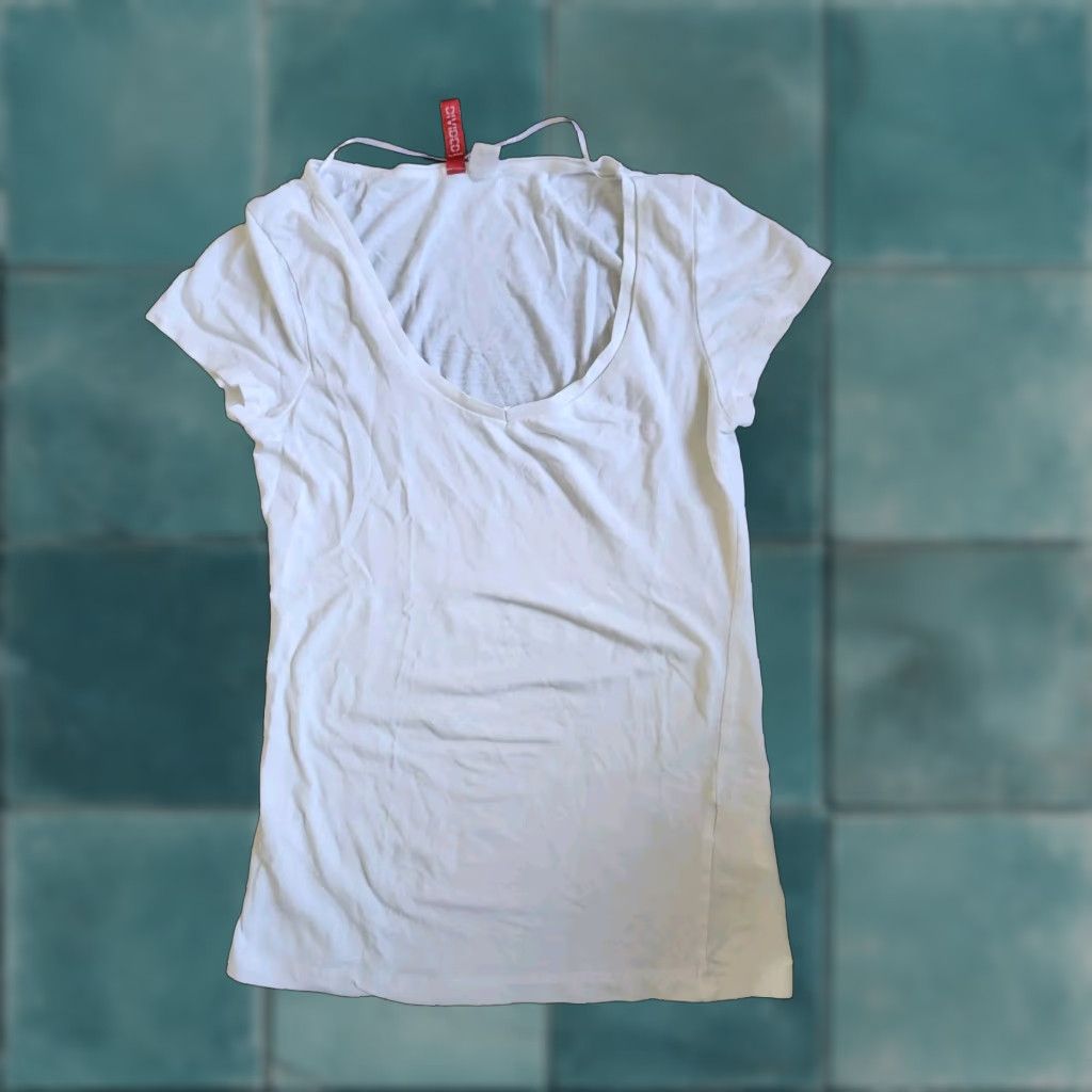 H&M Divided Women's White Top T-Shirt - Size 2 - Cotton Spandex Lightweight Breathable Casual Shirt Womens Size XS / US 0-2 / IT 36-38 - 1 Thumbnail