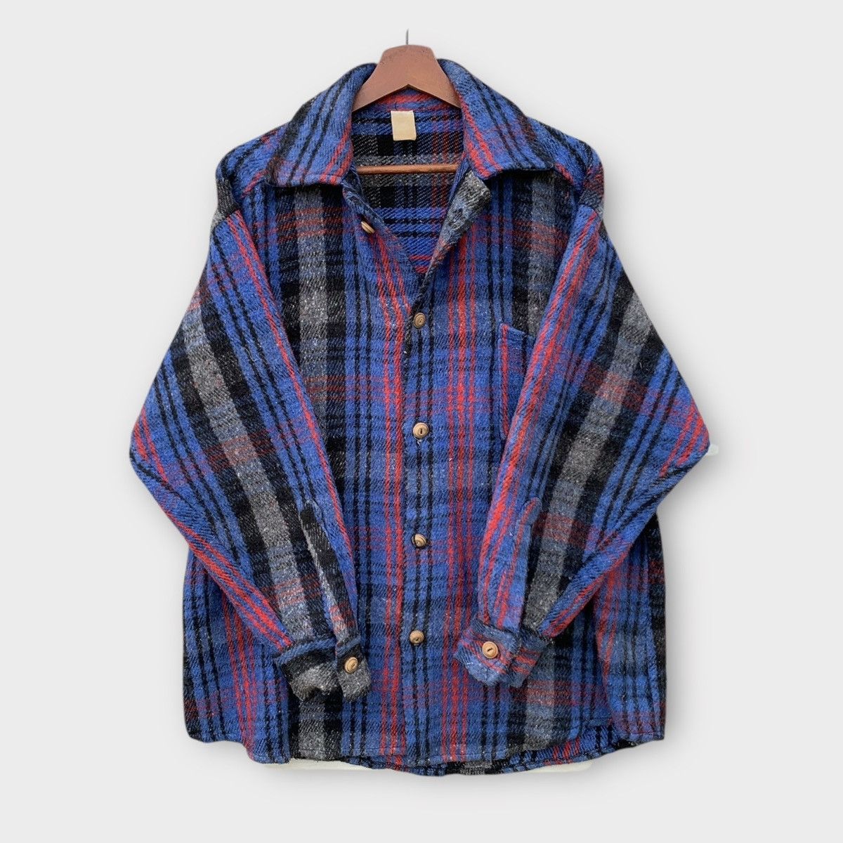 Vintage VINTAGE 90s PLAID BLANKET WOOL FLANNEL BUTTON UP Size US L / EU 52-54 / 3 - 2 Thumbnail
