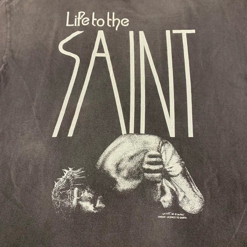 Saint Michael Saint MichaelWashed black Jesus print short sleeves 2505-Ne Size US M / EU 48-50 / 2 - 8 Thumbnail