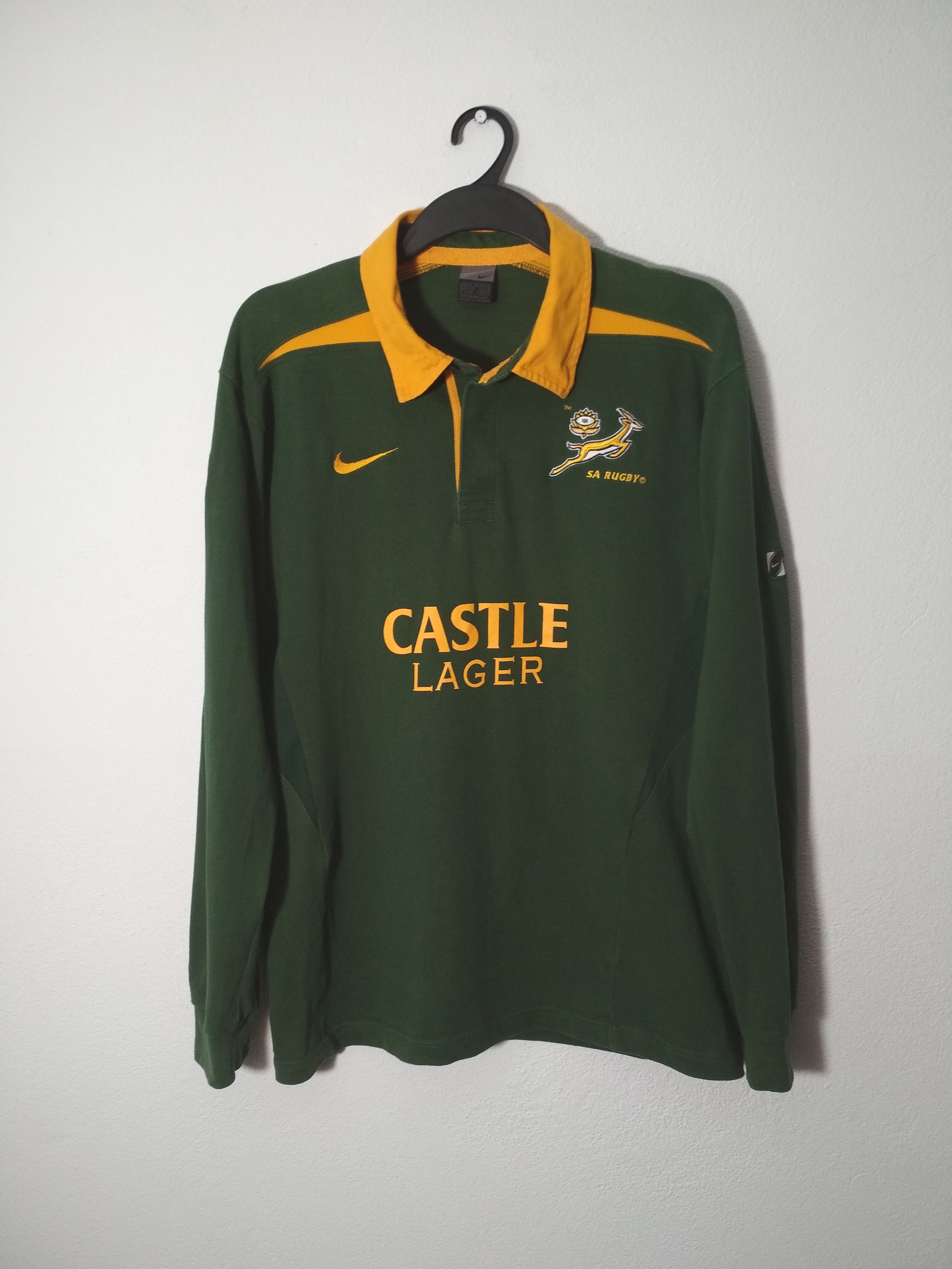 image of Nike Castle Lager Sa Rugby Polo Shirt Longsleeve XL in Green, Men's