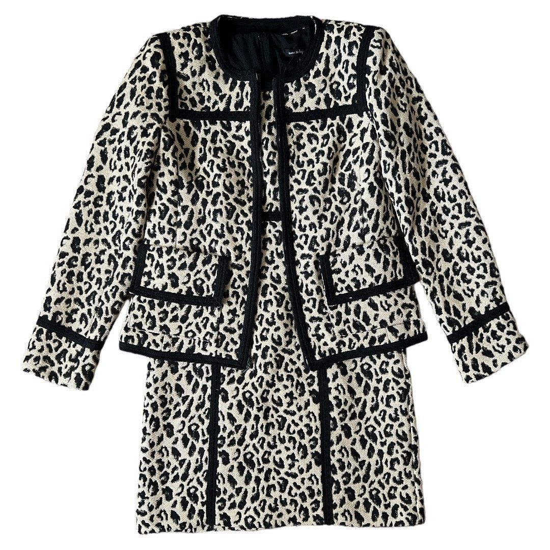 NANETTE LEPORE Leopard-Print Sheath Dress Jacket Set US0