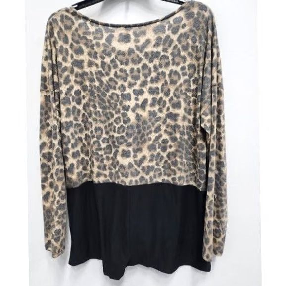 Vintage Honeyme Tunic Top Medium Brown Black Animal Print BOHO 3/4 Sleeve NEW Womens Size M / US 6-8 / IT 42-44 - 7 Thumbnail