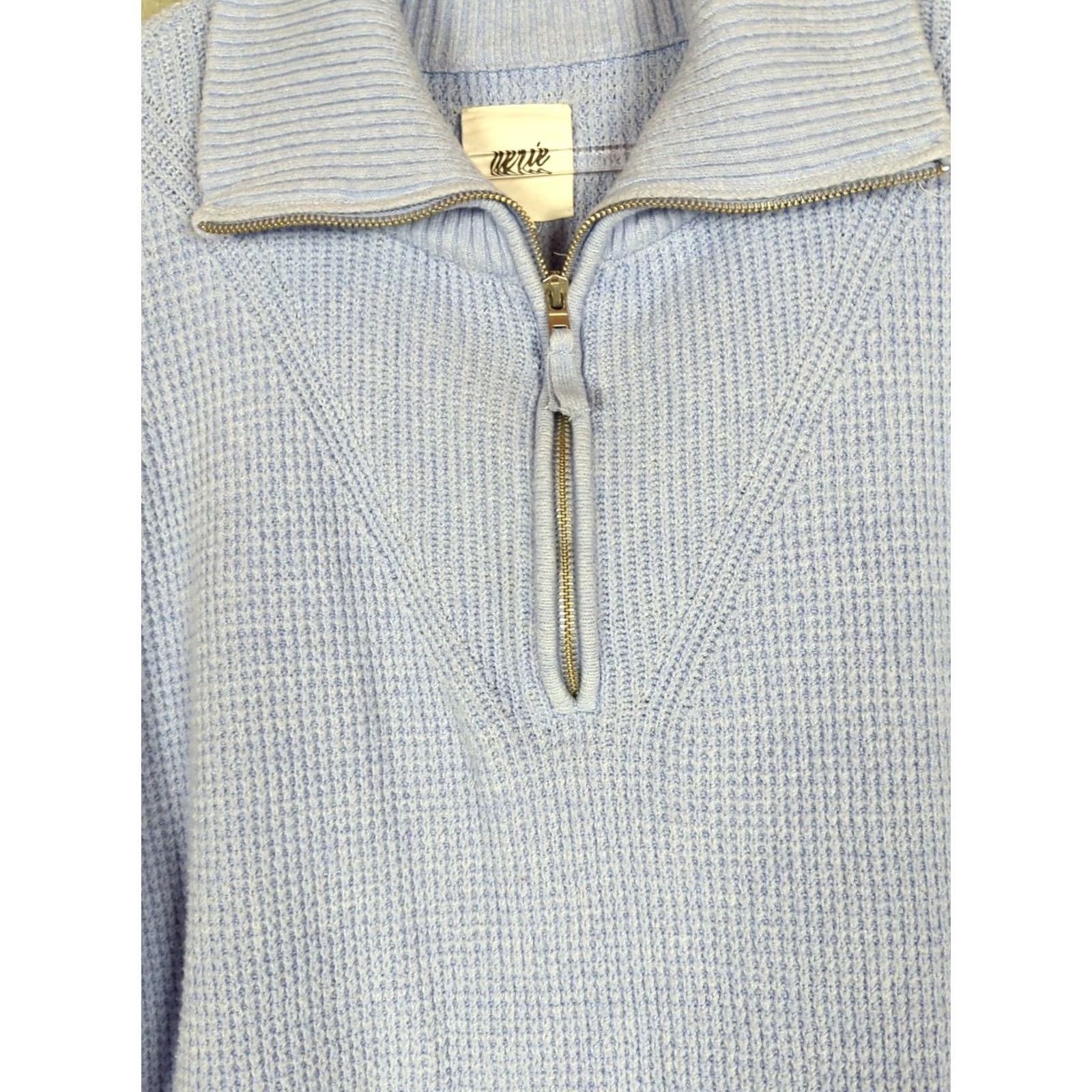 Vintage Aerie Cozy Up Waffle Knit Oversized 1/4 Zip Pullover Sweater Blue Small Dress? Size S / US 4 / IT 40 - 2 Thumbnail
