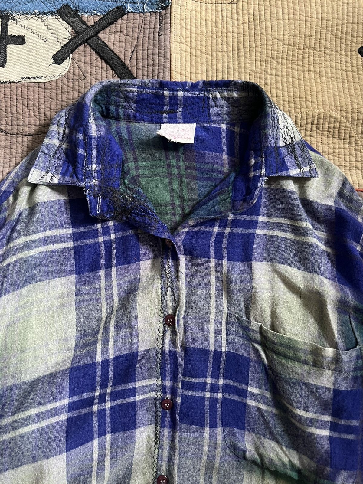 Flannel 100% Rayon Vintage Boro Flannel Shirt Distressed Kapital Size US M / EU 48-50 / 2 - 3 Thumbnail