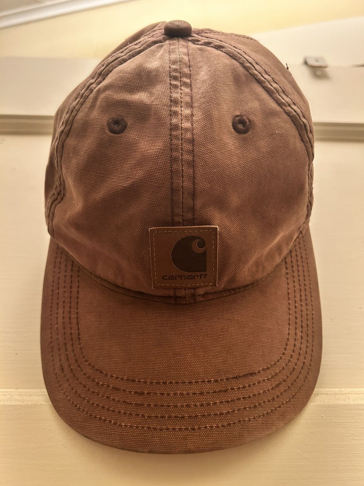 Carhartt Carhartt Brown Cap Hat Strapback Faux Leather Logo Size ONE SIZE - 1 Thumbnail