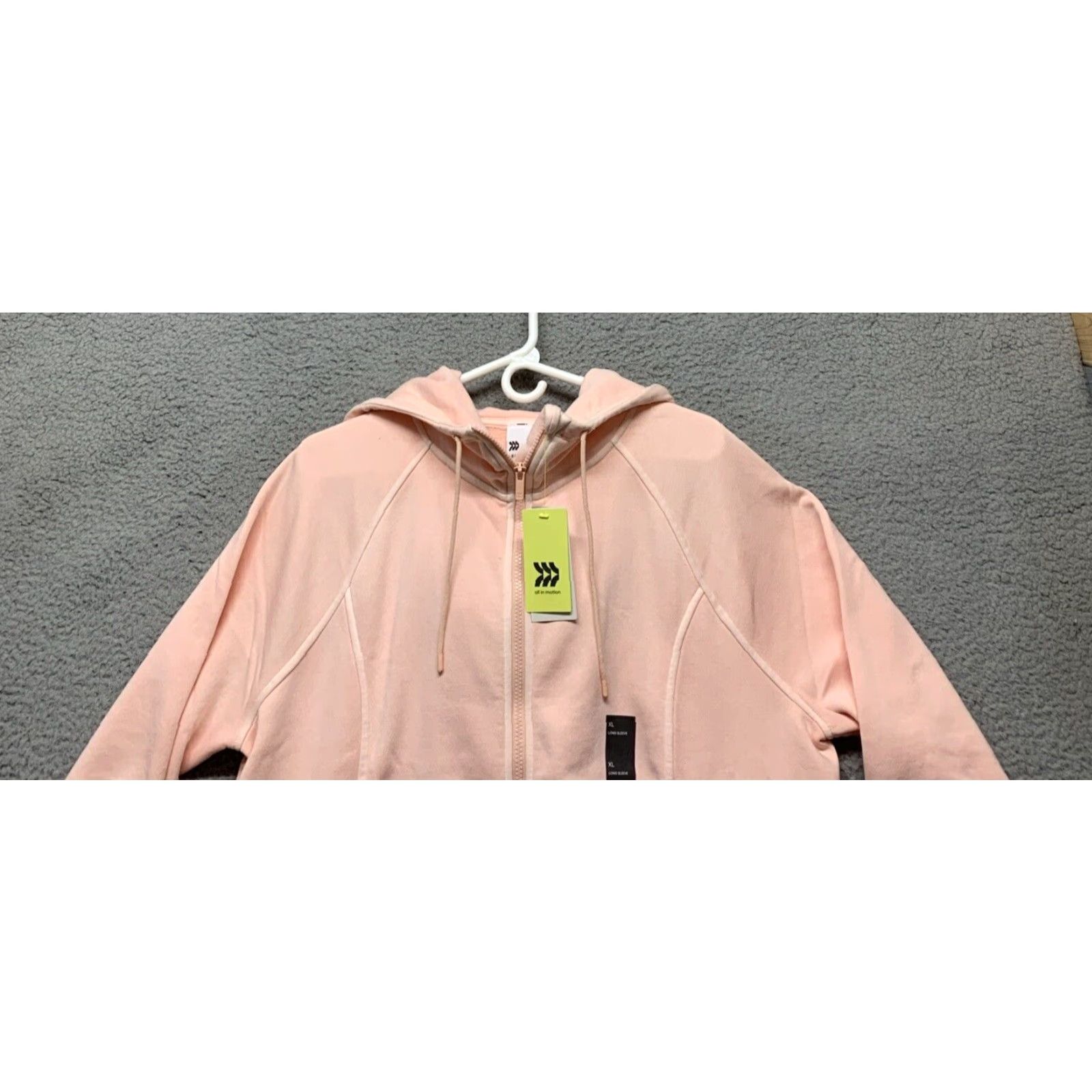 Vintage All In Motion Jacket Hooded Full Zip Peachy Pink XL Women’s Fleece 2-Pockets Activewear Running Track Lightweight Short Sleeve: N/A Size XL / US 12-14 / IT 48-50 - 2 Thumbnail