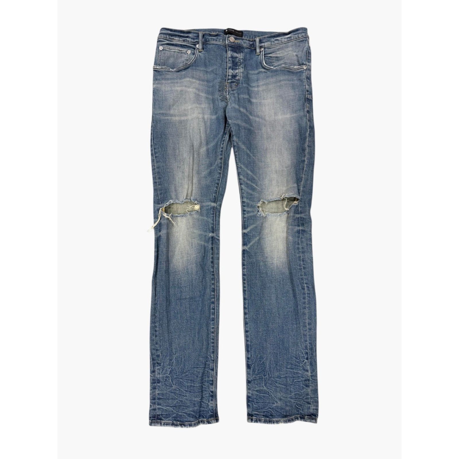 Purple Brand Purple Brand Light Wash Knee Ripped Jeans Size US 38 / EU 54 - 1 Thumbnail