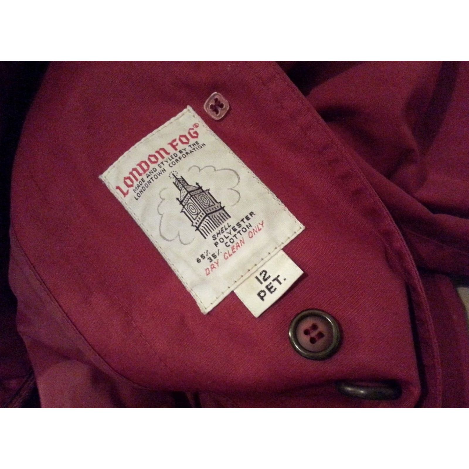 London Fog Womens London Fog Trench Coat Jacket Petite Red Size XL / US 12-14 / IT 48-50 - 8 Thumbnail