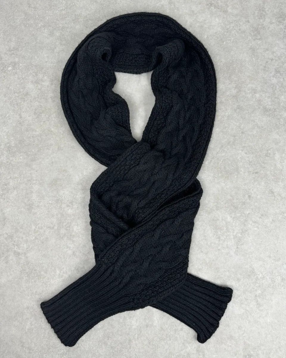 Dolce & Gabbana Dolce & Gabbana Black Wool Cable Knit Scarf Size ONE SIZE - 1 Thumbnail