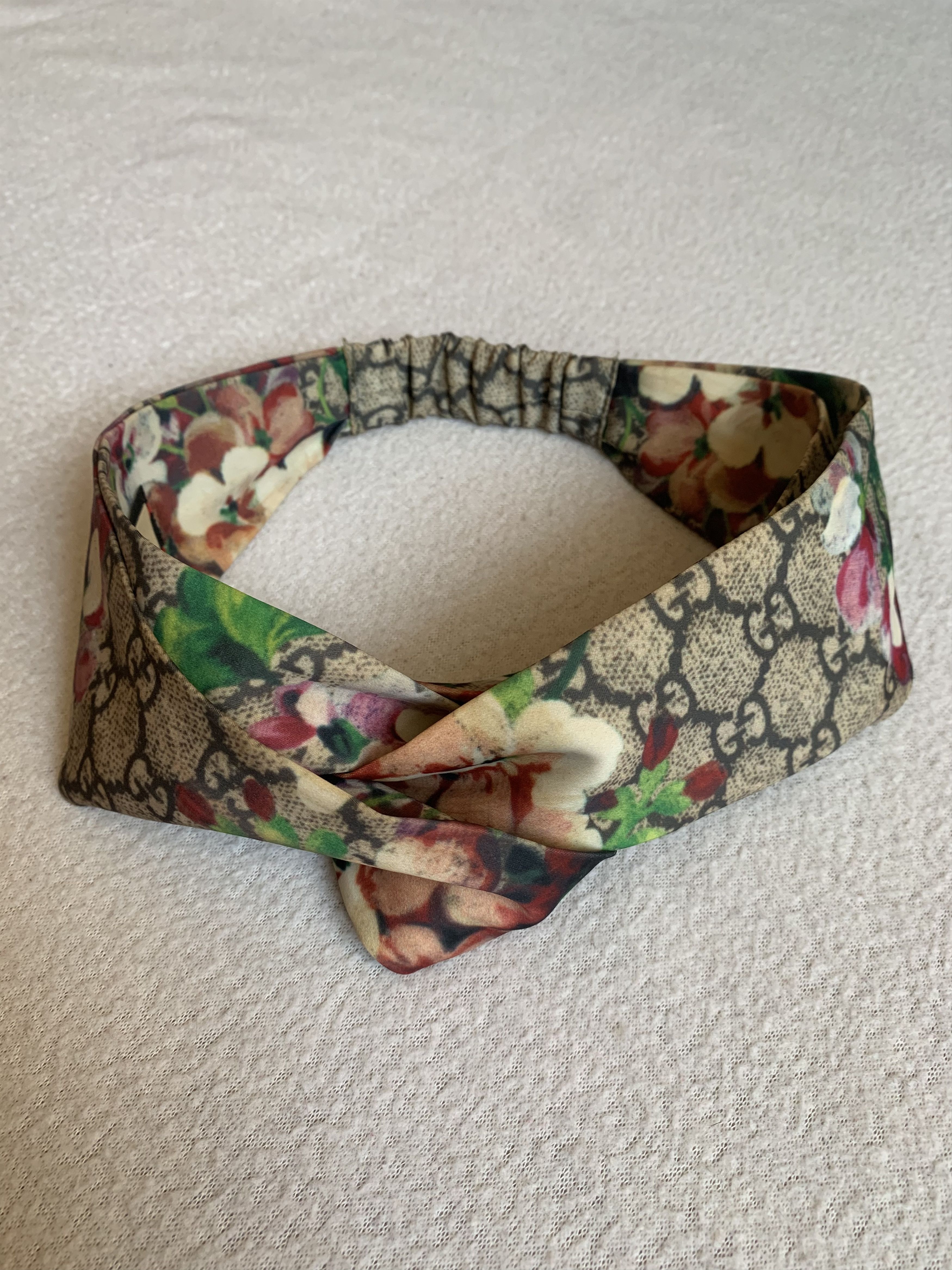 Vintage Gucci Floral Headband Bandana Silk