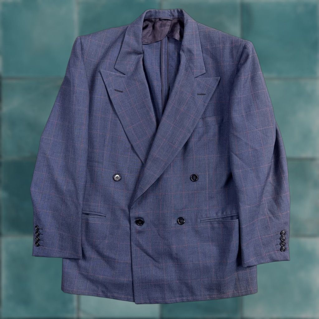 Doublet VINTAGE Rockingham Wool Suit Jacket - 60s Pinstripe Double Breasted Navy Blue 42 Regular Size Men’s 1960s Size 42R - 1 Thumbnail