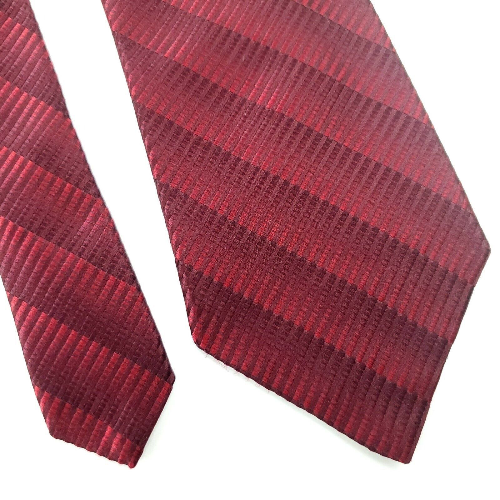 Savile Row Savile Row Red Striped Woven Silk Tie Classic Size ONE SIZE - 1 Thumbnail