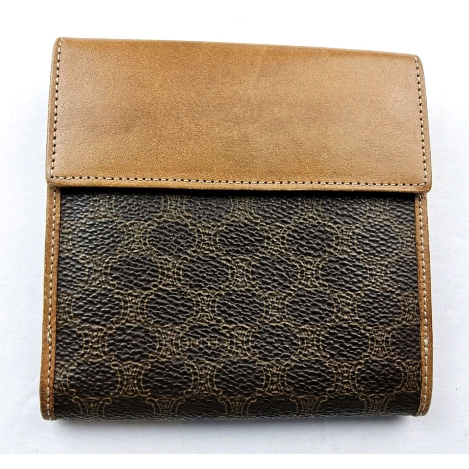 Celine CELINE Wallet Bifold PVC Leather Trim Brown Size ONE SIZE - 3 Thumbnail