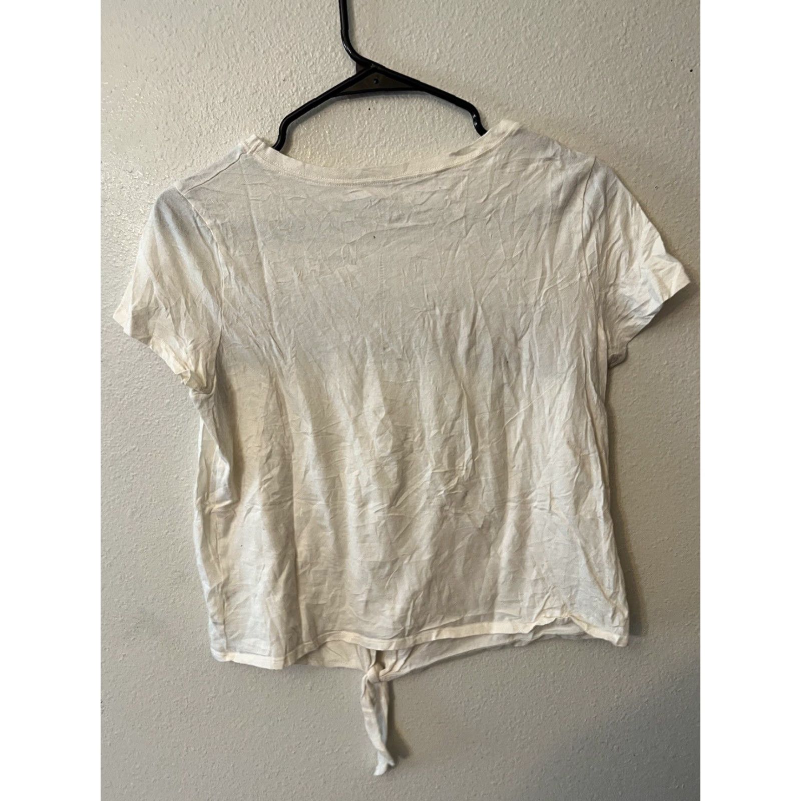 American Eagle Outfitters VINTAGE American Eagle Shirt Tie-Front Striped T-Shirt Women Juniors S White Casual Tee Size S / US 4 / IT 40 - 2 Thumbnail