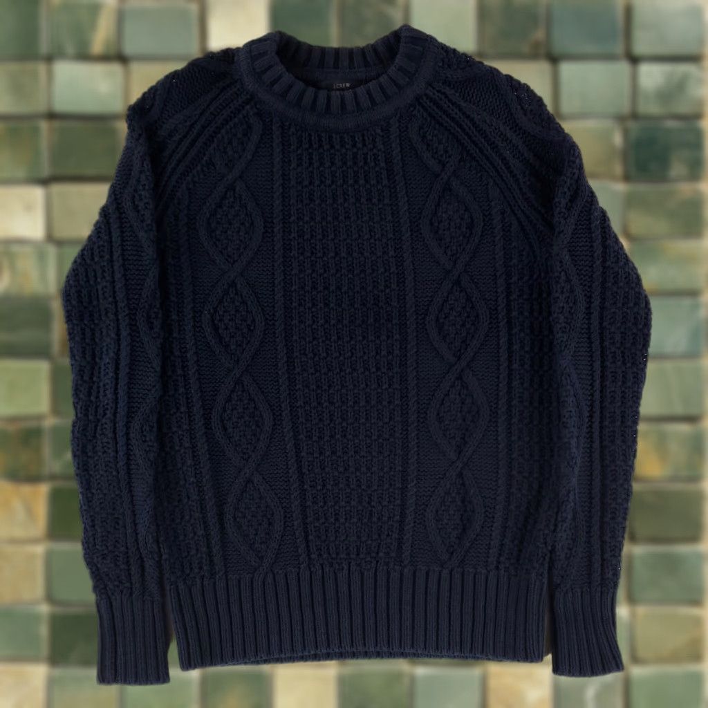 J.Crew J.CREW Sweater Long Sleeve Blue Cotton Mens S Pullover Chunky Knit Size US S / EU 44-46 / 1 - 1 Thumbnail