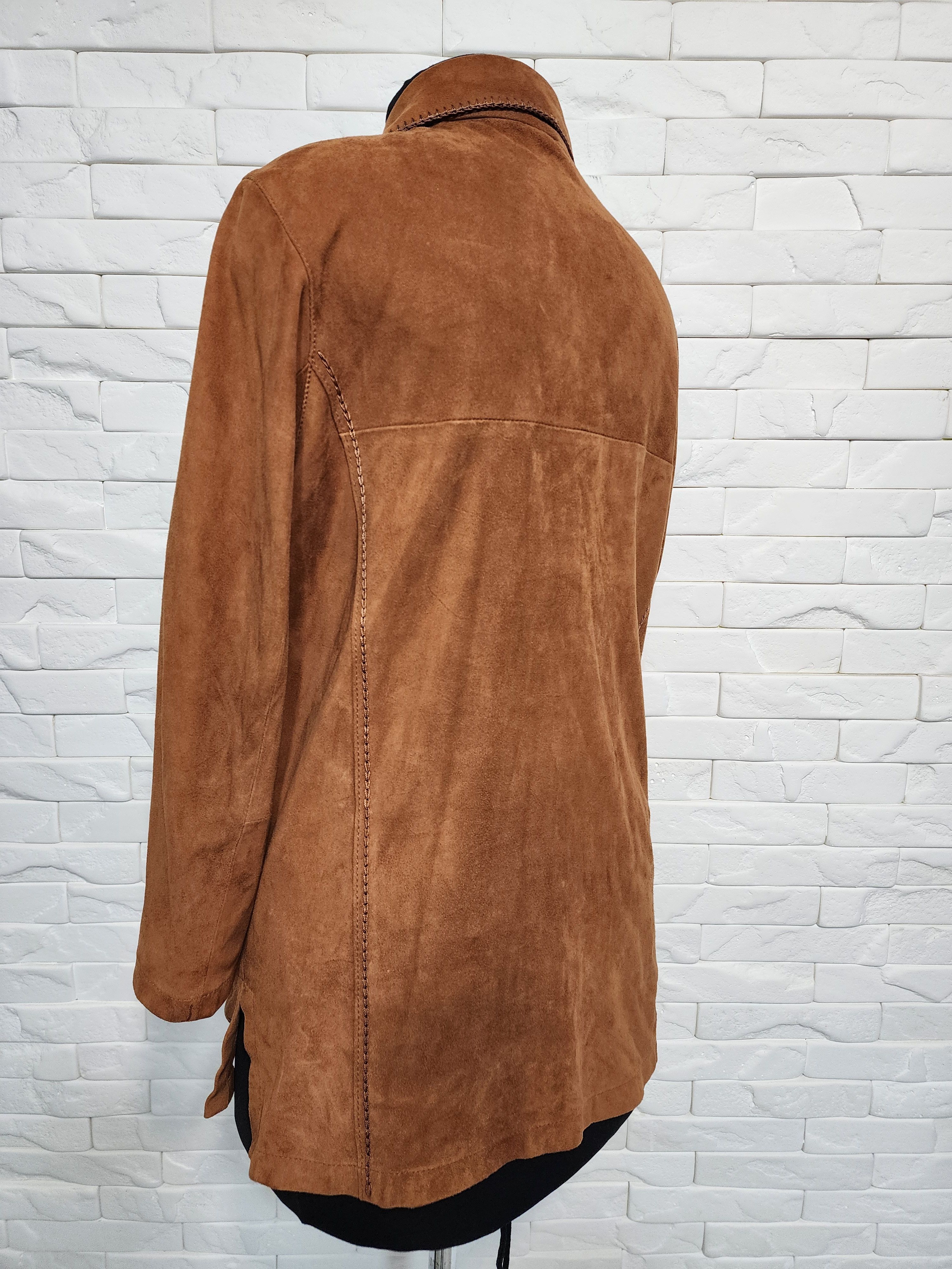 Genuine Leather Women's Suede Shirt: Brown Leather Simple Style Size XL / US 12-14 / IT 48-50 - 6 Thumbnail