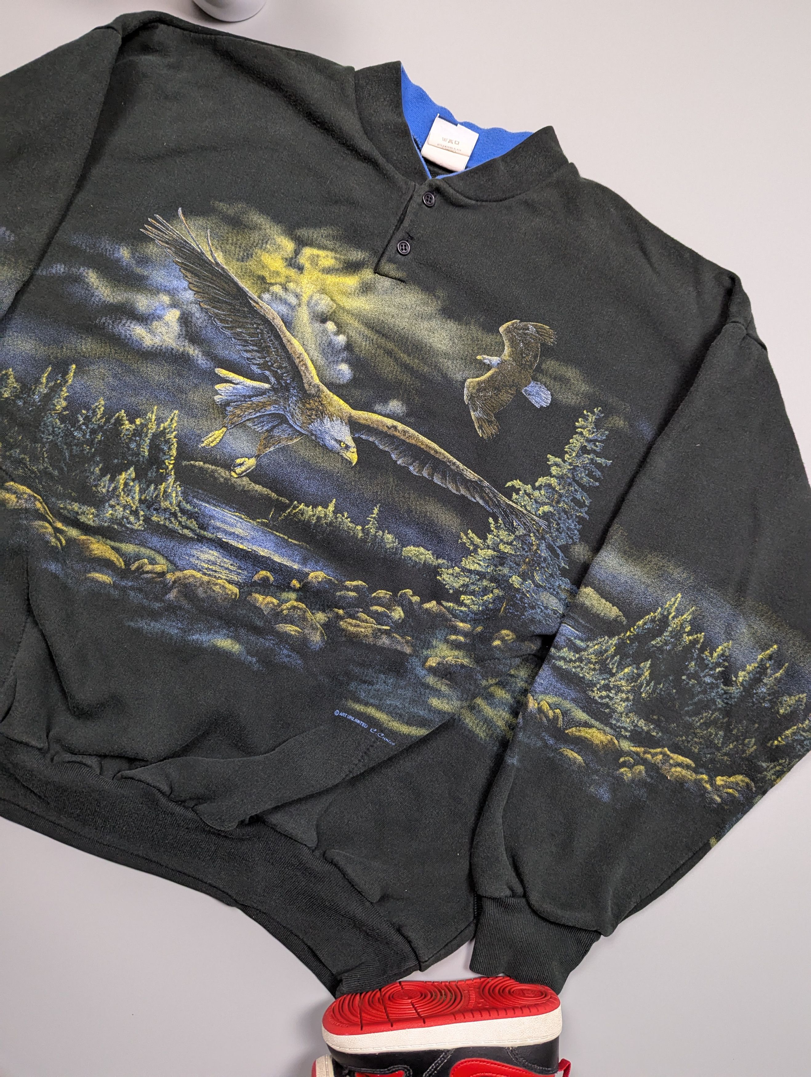 Vintage ART UNLIMITED VTG Sweatshirt/Sweater Nature & Eagles Print Size US XXL / EU 58 / 5 - 5 Thumbnail