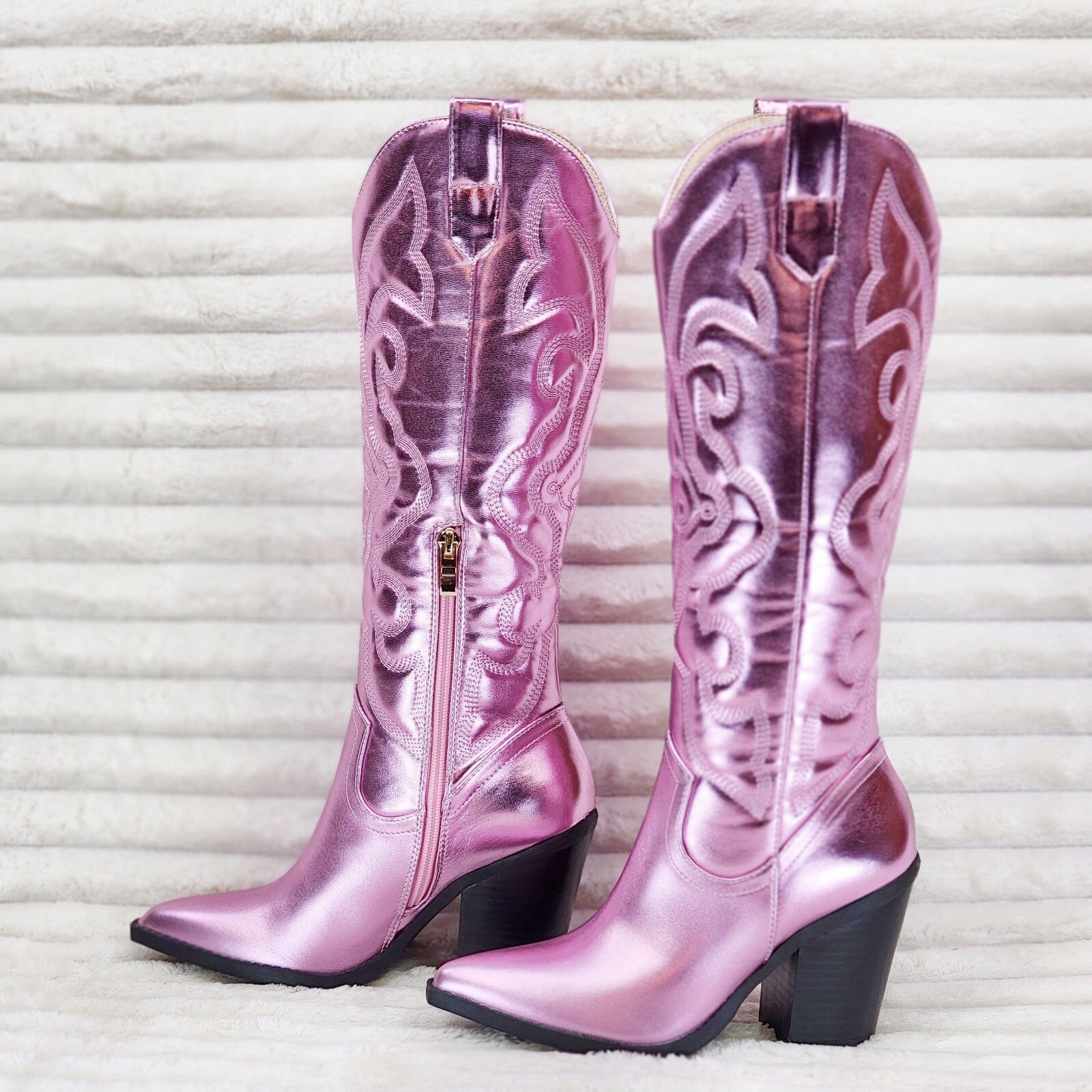 Other Electric Cowboy Brush Metallic Matte Western Knee High Cowgi Size US 6 / IT 36 - 7 Thumbnail