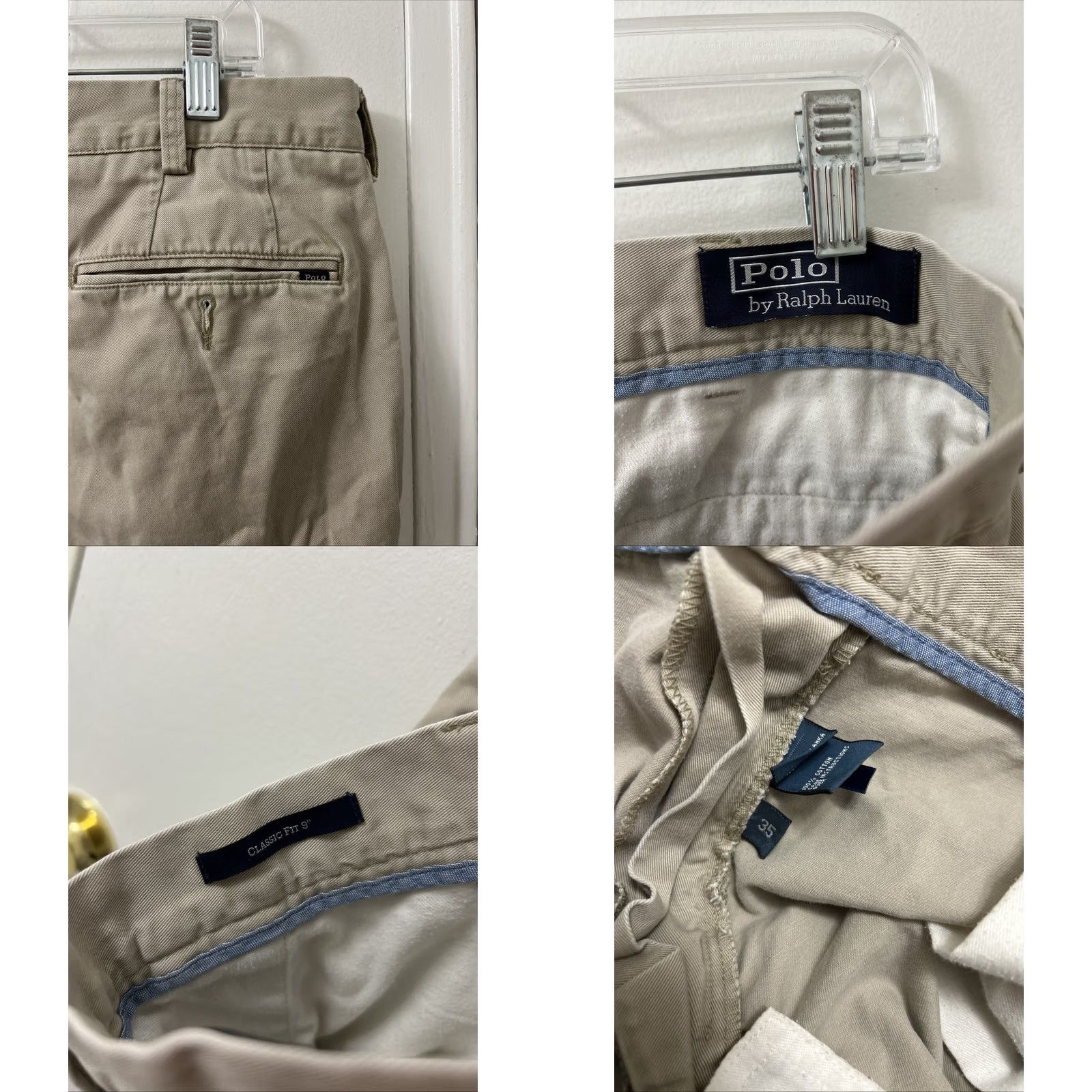 Polo Ralph Lauren VINTAGE Polo Ralph Lauren Chino Shorts Mens 42 Beige Classic Fit 9" YKK Polo Ralph Lauren Logo Khaki Solid Casual Golf Outdoor Beach 9" Inseam Mens Size US XL / EU 56 / 4 - 8 Thumbnail