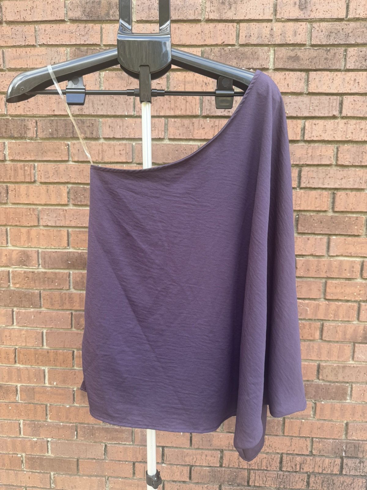 Other Entro One Shoulder Drape Top Poncho Blouse Deep Purple Small Size S / US 4 / IT 40 - 1 Thumbnail