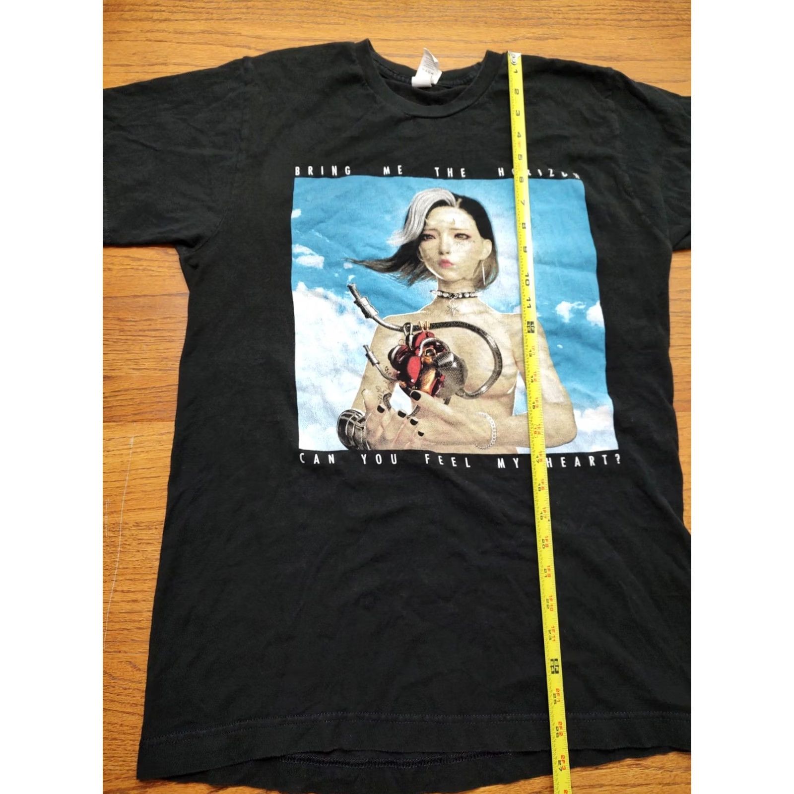 Tultex Bring Me The Horizon Shirt Mens M Black T-Shirt Can You Feel My Heart Rock Tultex Cotton Graphic Print Short Sleeve Crew Neck Mens Size US M / EU 48-50 / 2 - 6 Thumbnail