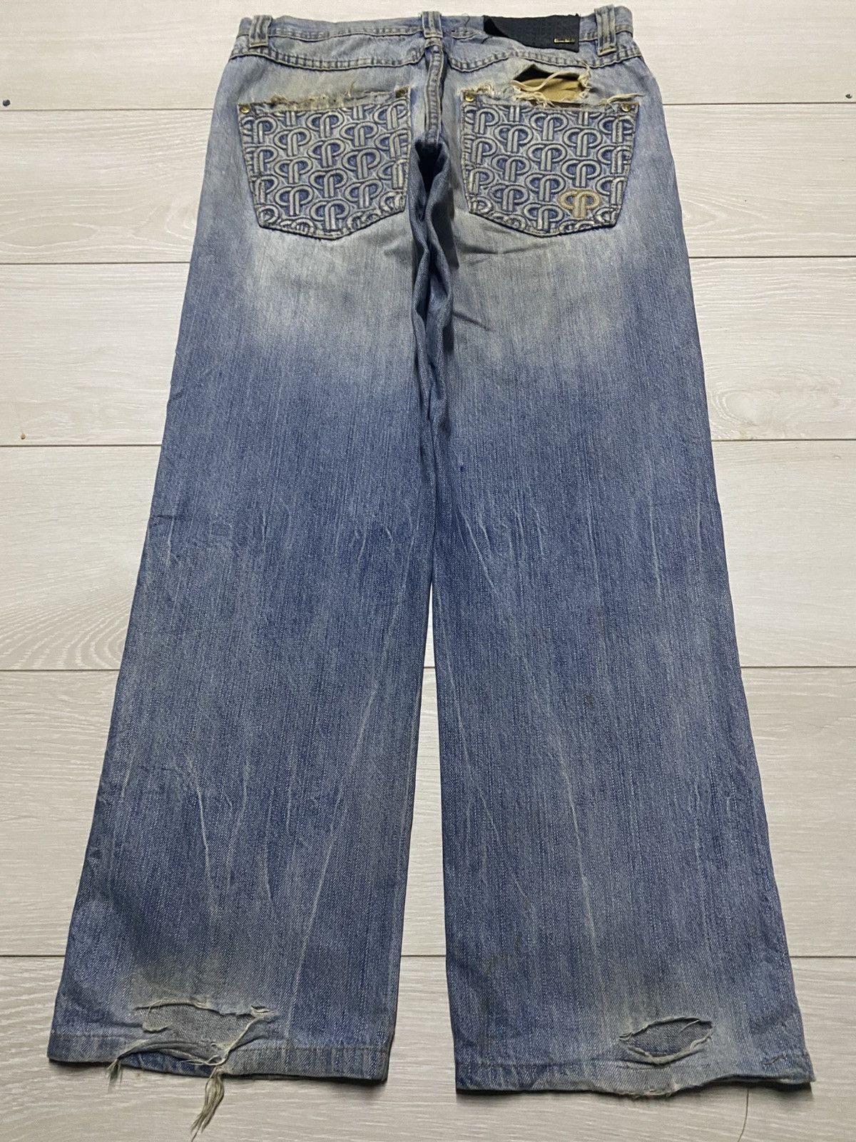 Pelle Pelle Vintage Pelle Pelle Mud Wash Embroidery Logo Straight Jeans Size US 32 / EU 48 - 2 Thumbnail