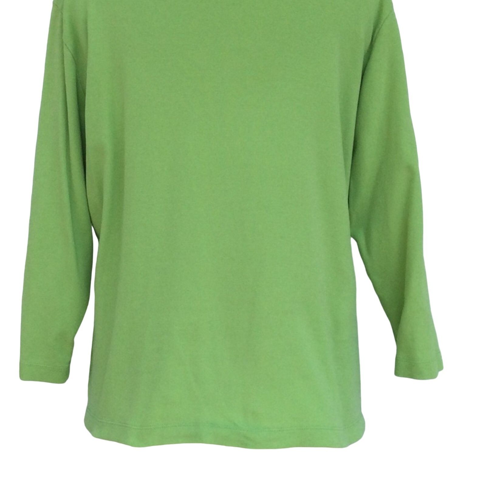 Chicos Chico's Lime Green 3/4 Sleeve V-neck T-shirt Size 2/L/12 Size L / US 10 / IT 46 - 9 Thumbnail