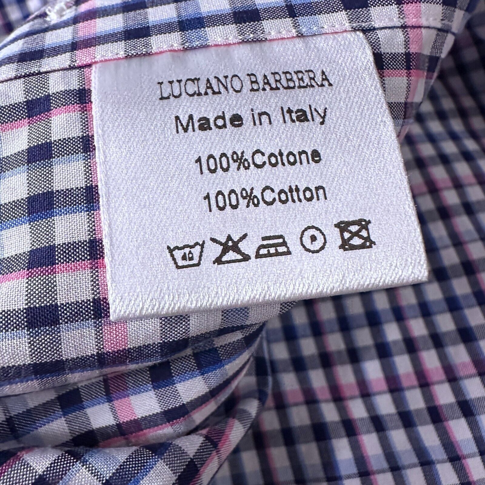 Luciano Barbera Luciano Barbera Shirt Mens Large Blue Pink Gingham Button-Up Size US L / EU 52-54 / 3 - 8 Thumbnail