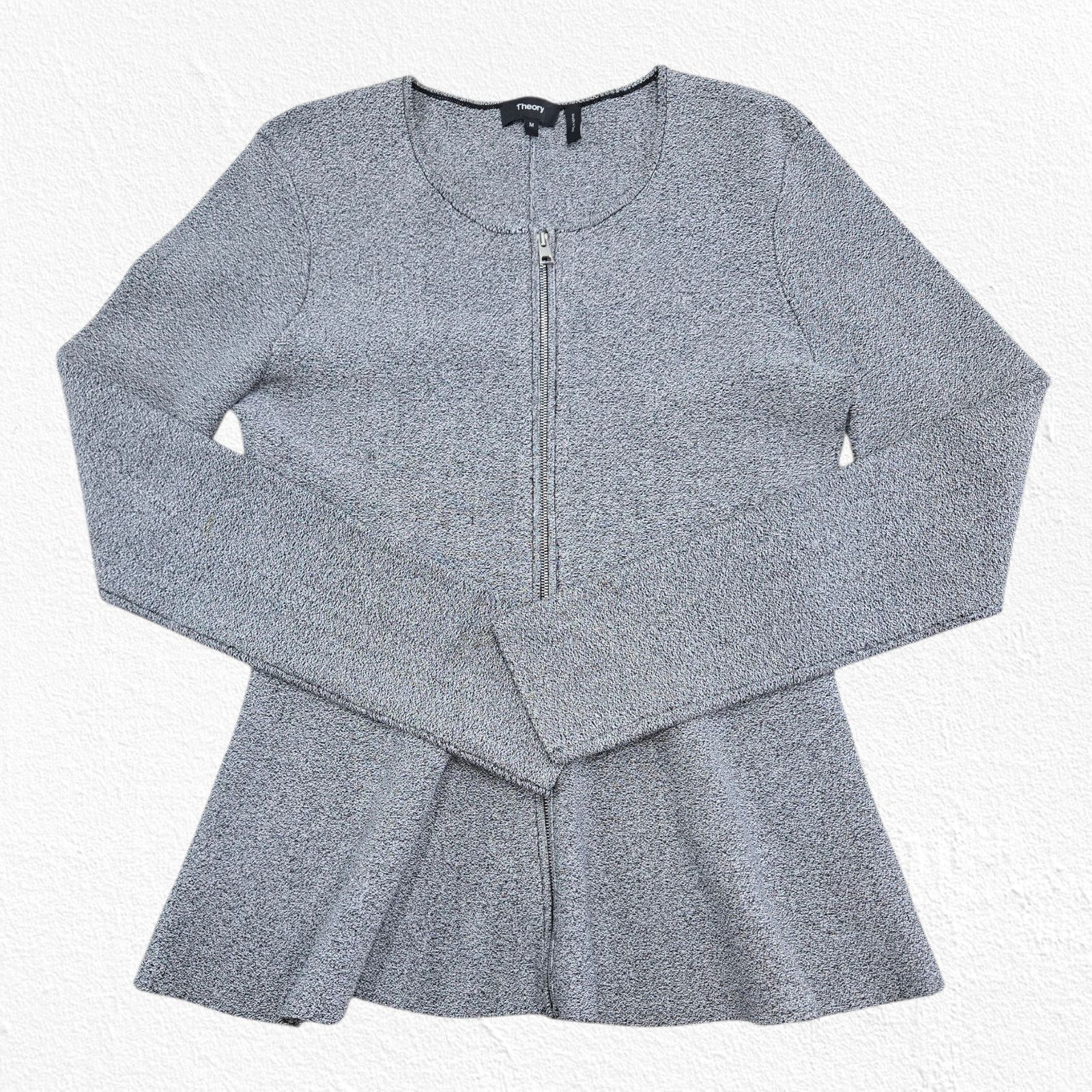 Theory Theory Peplum Zip Knit Blazer Gray Stretch Size M Size M / US 6-8 / IT 42-44 - 2 Thumbnail