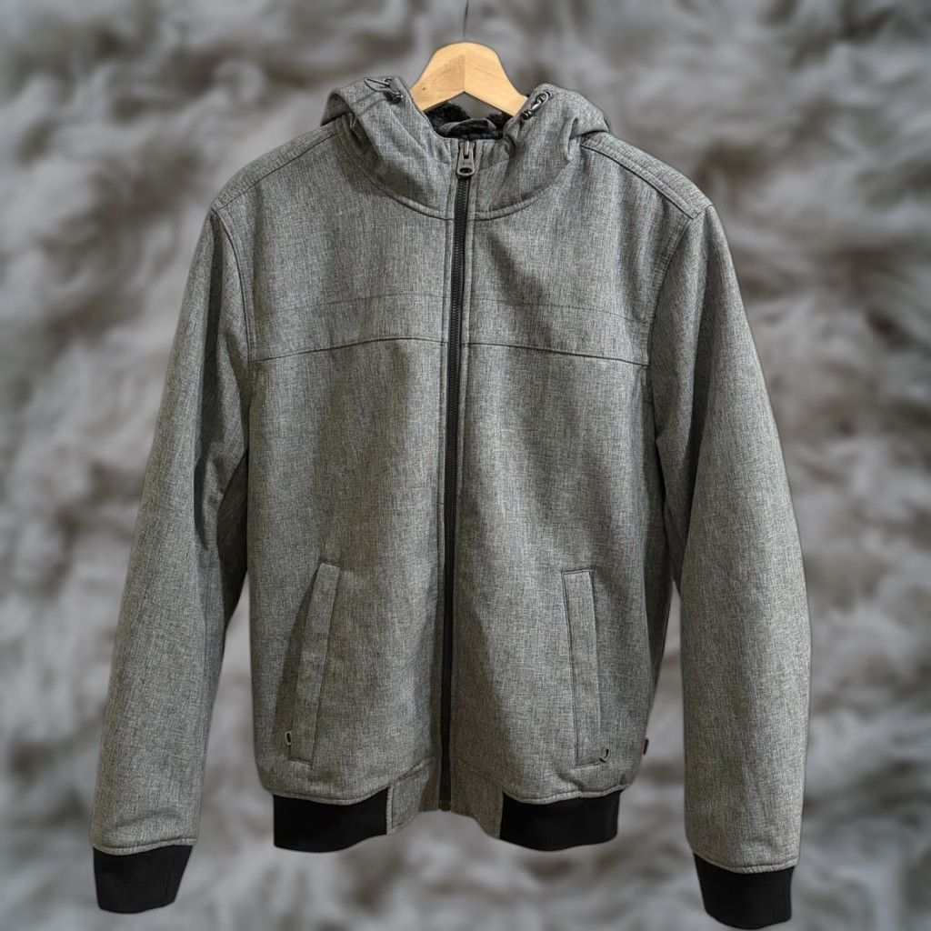 Levi's Levi's Bomber Jacket Mens Small Gray Softshell Fleece-Lined Hooded Full Zip Size US S / EU 44-46 / 1 - 1 Thumbnail