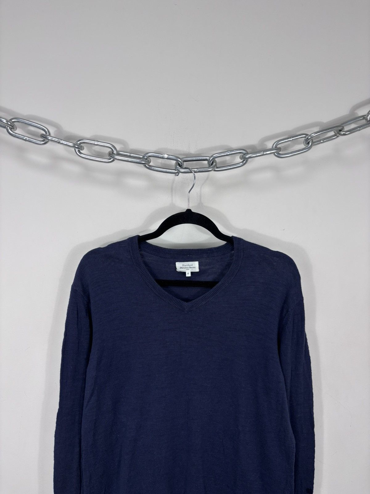 Hartford Hartford Men’s Navy Blue Cotton Knit V-Neck Sweater Size US M / EU 48-50 / 2 - 2 Thumbnail