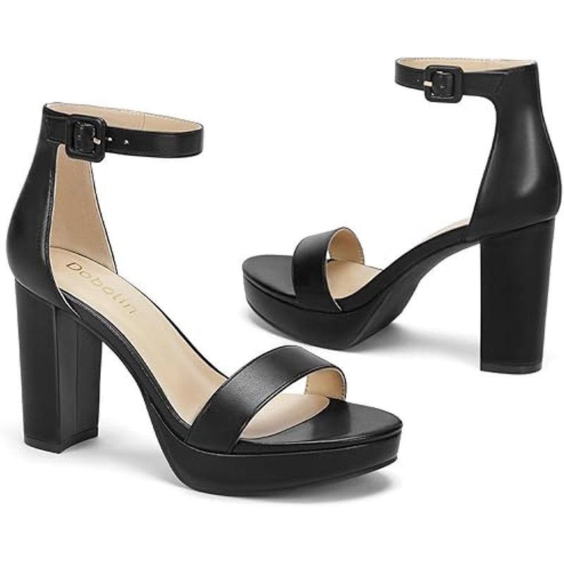 Other Dobolin Black 4" Platform Heel Ankle Strap Shoes 8.5W Size US 8.5 / IT 38.5 - 3 Thumbnail