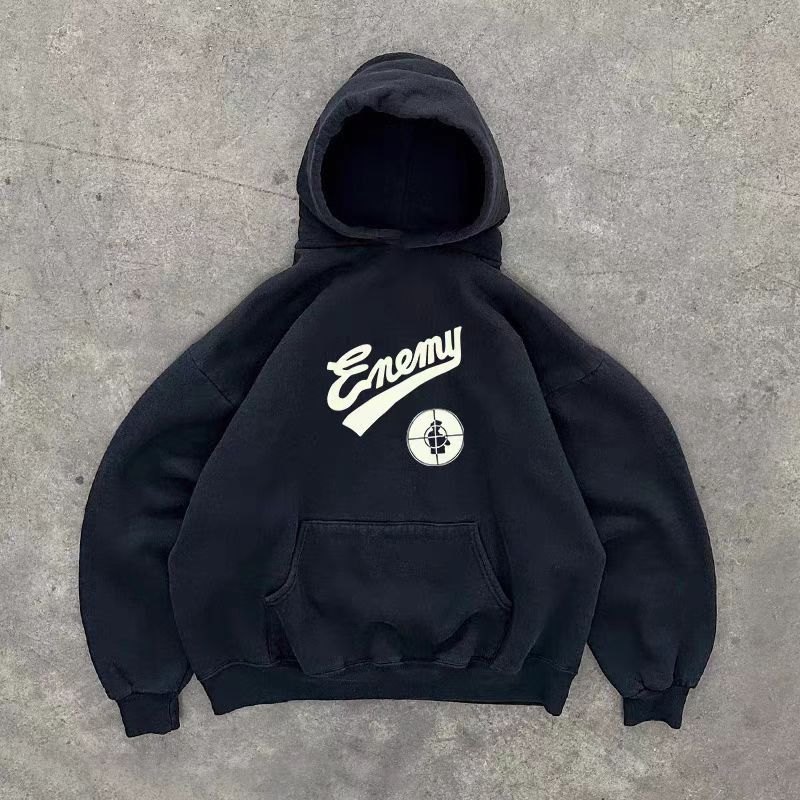 Japanese Brand × Vintage Black washed retro shooting print hoodie y2k Size US L / EU 52-54 / 3 - 1 Thumbnail