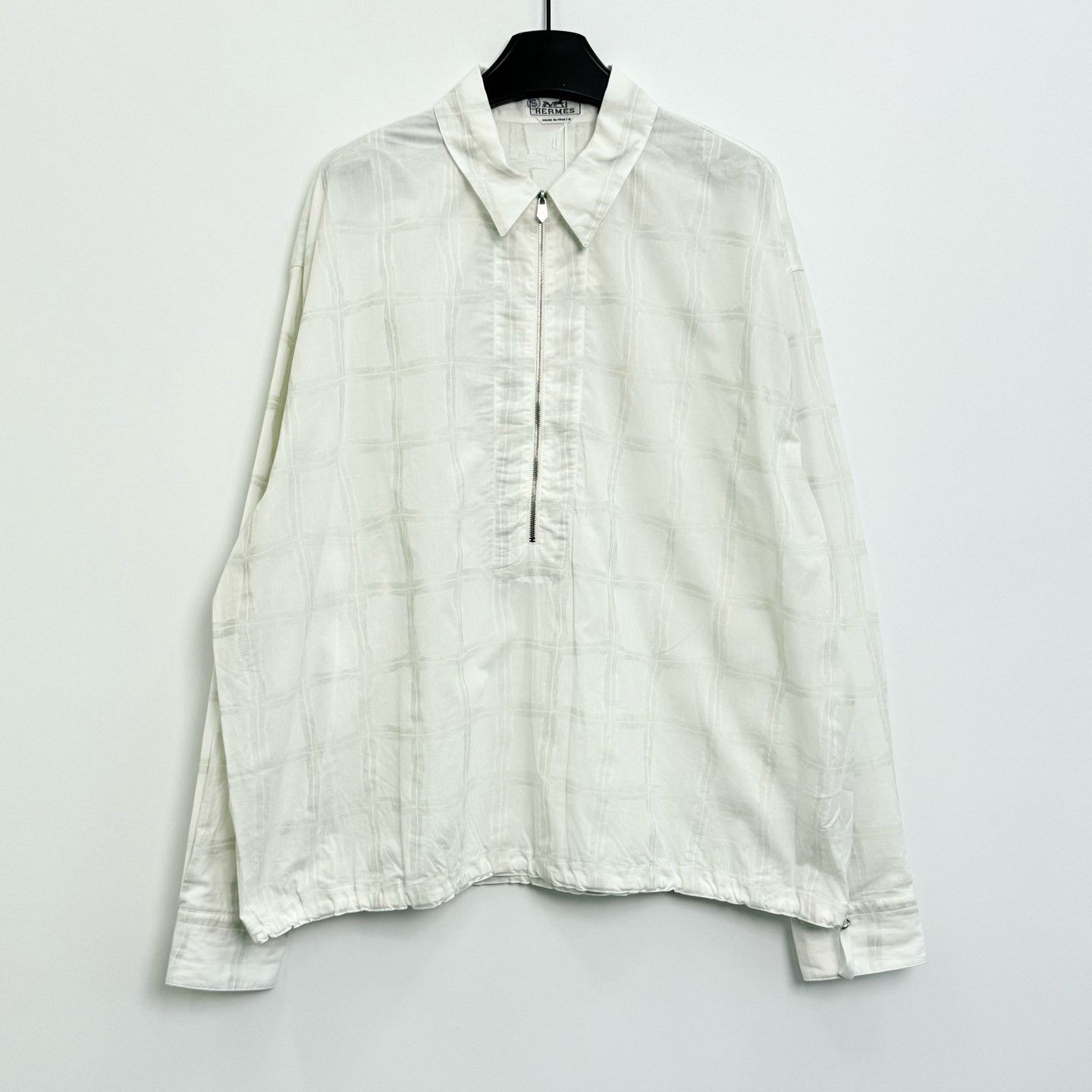Hermes Hermes White Subtle Check Half-Zip Shirt Size US XS / EU 42 / 0 - 1 Thumbnail