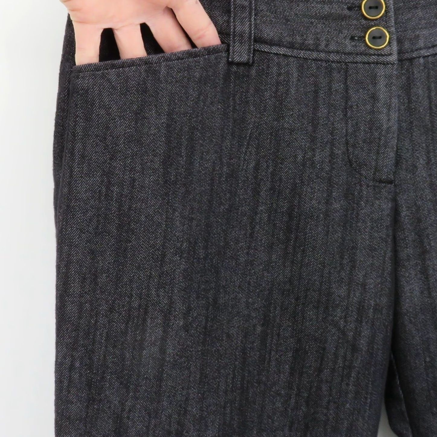 Vintage Maurices Women 10 Juniors 9 Dark Blue Gray Denim Flat Front Trouser Pants Y2K Size 32" / US 10 / IT 46 - 3 Thumbnail
