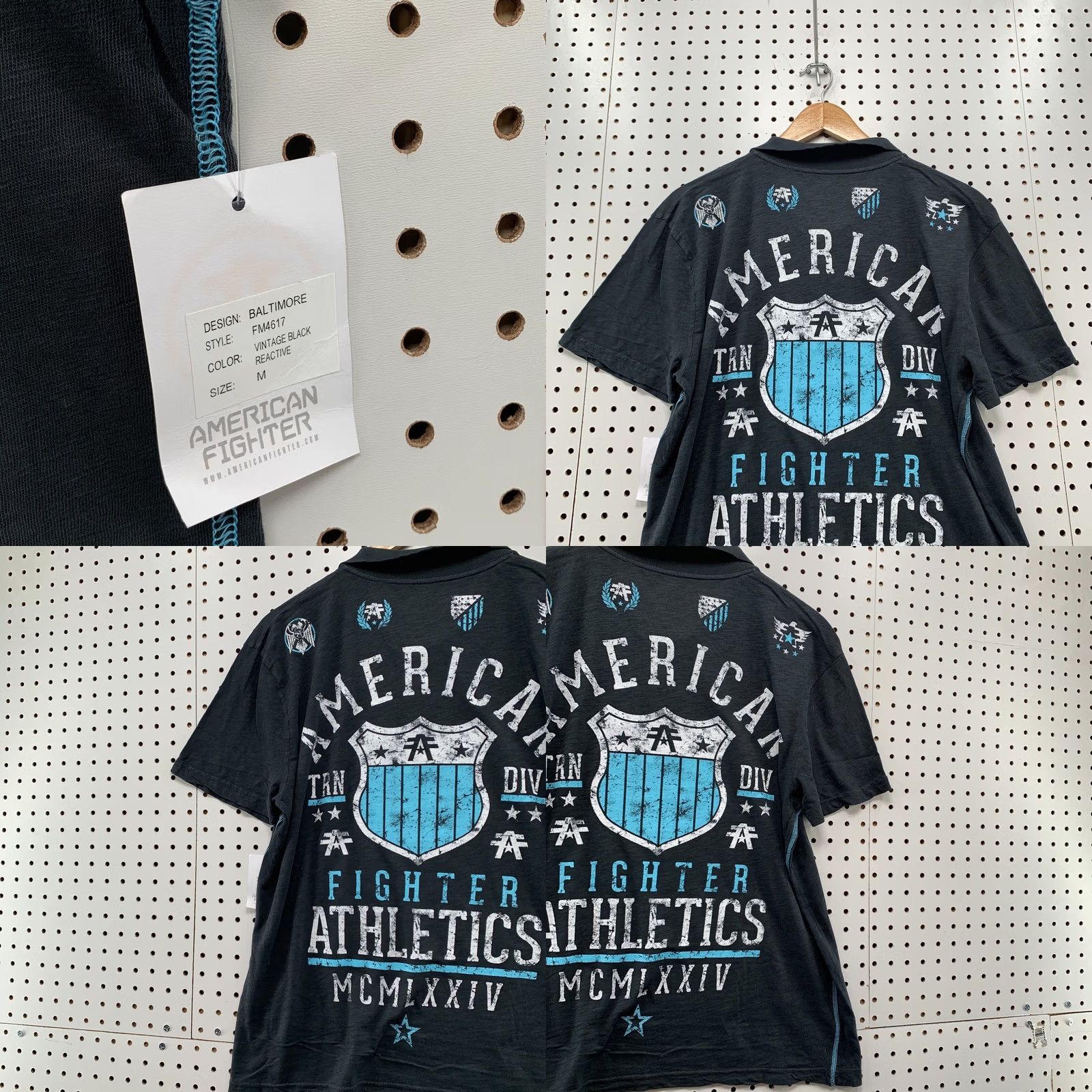 Vintage VINTAGE American Fighter Polo Shirt Mens M Gray Double-Sided NWT 22X25.5 Size US M / EU 48-50 / 2 - 9 Thumbnail