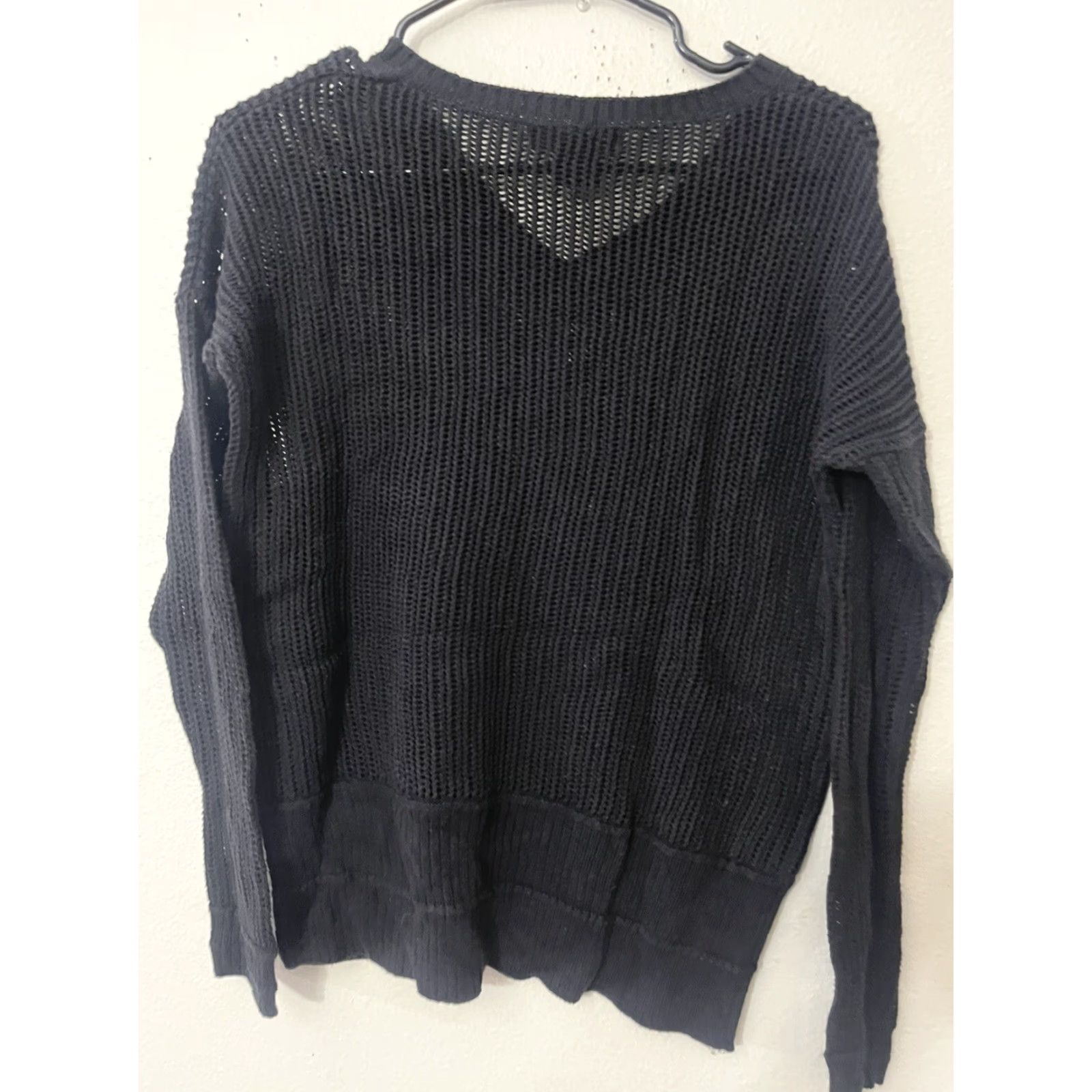 Calvin Klein Calvin Klein Jeans Black V-Neck Cable Knit Open Work Sweater Size Medium Size M / US 6-8 / IT 42-44 - 3 Thumbnail