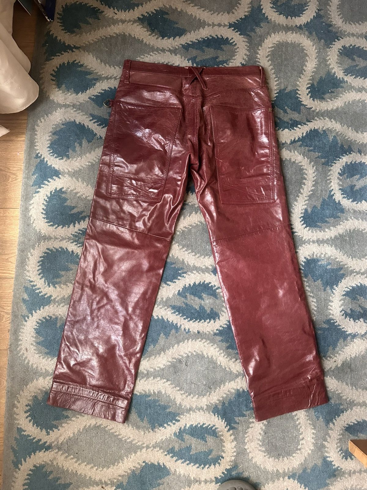 Beauty Beast BURGUNDY LEATHER TROUSERS Size US 32 / EU 48 - 2 Thumbnail