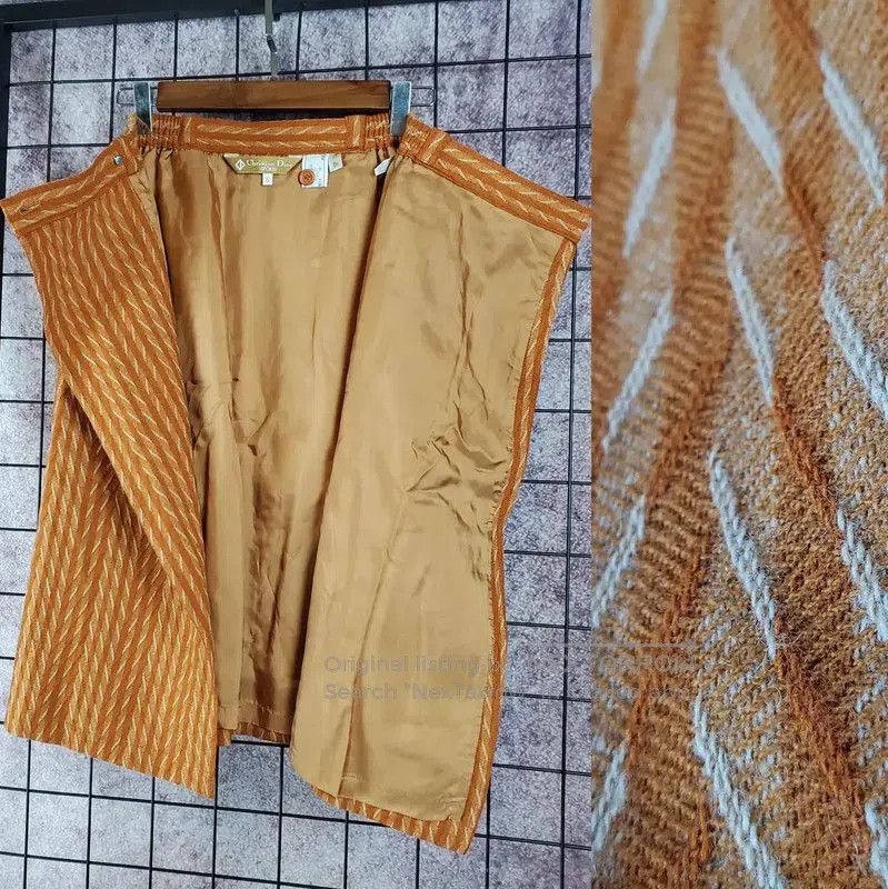 Dior Dior Orange Wool Embroidered Midi Skirt . Size 23" - 6 Thumbnail