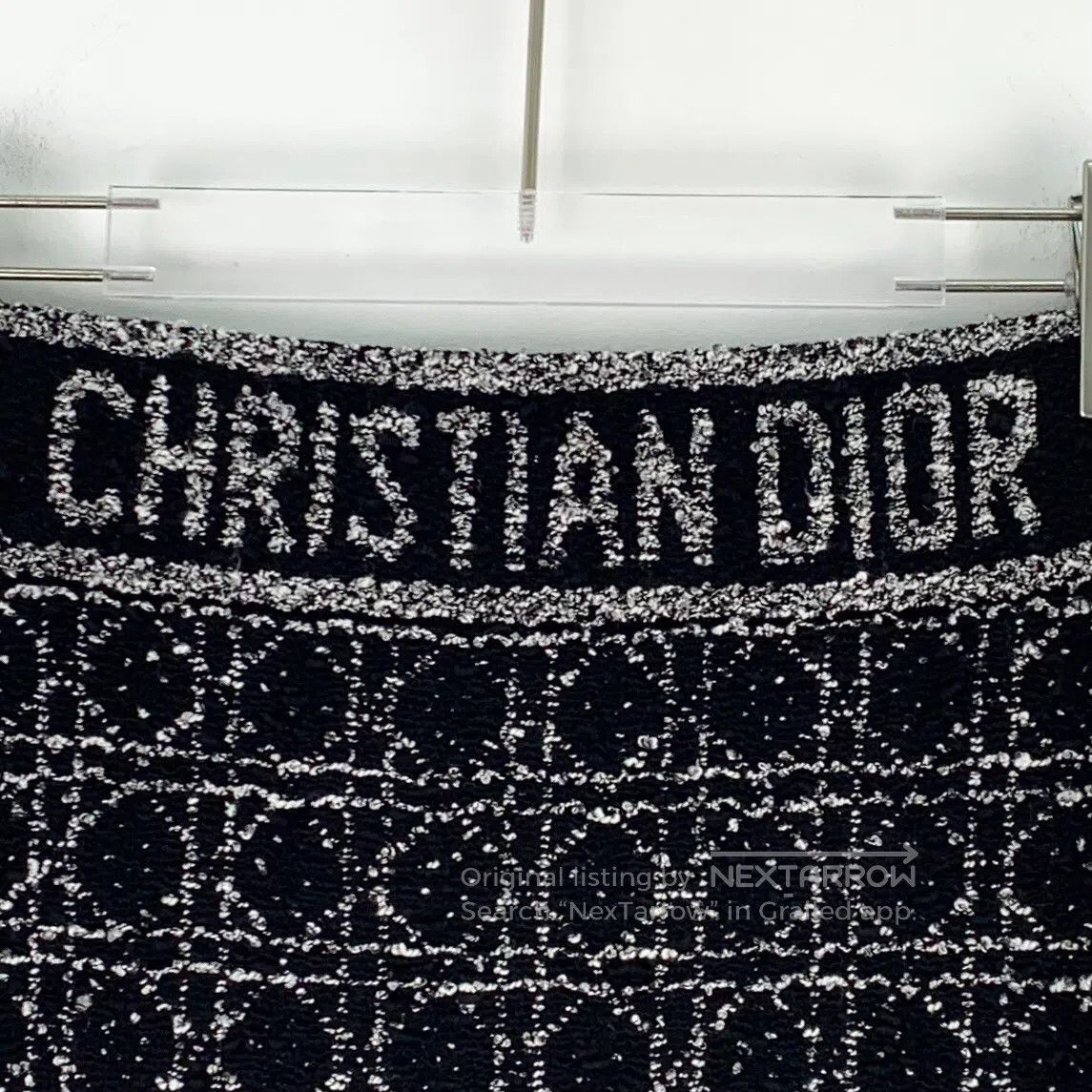 Dior Dior Black Diamond Check Cotton Mixed Fabric Tweed Reversi Size 37" - 5 Thumbnail