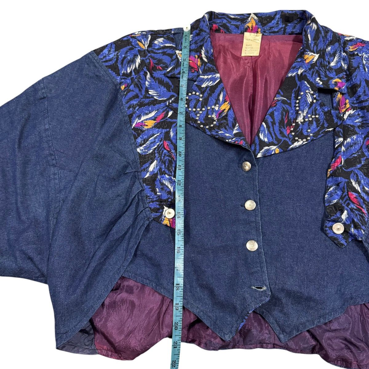 Vitaly Design Vtg🔥V15 Studded Layered Soie Denim Narrow Cut Crop Jacket Size L / US 10 / IT 46 - 16 Thumbnail