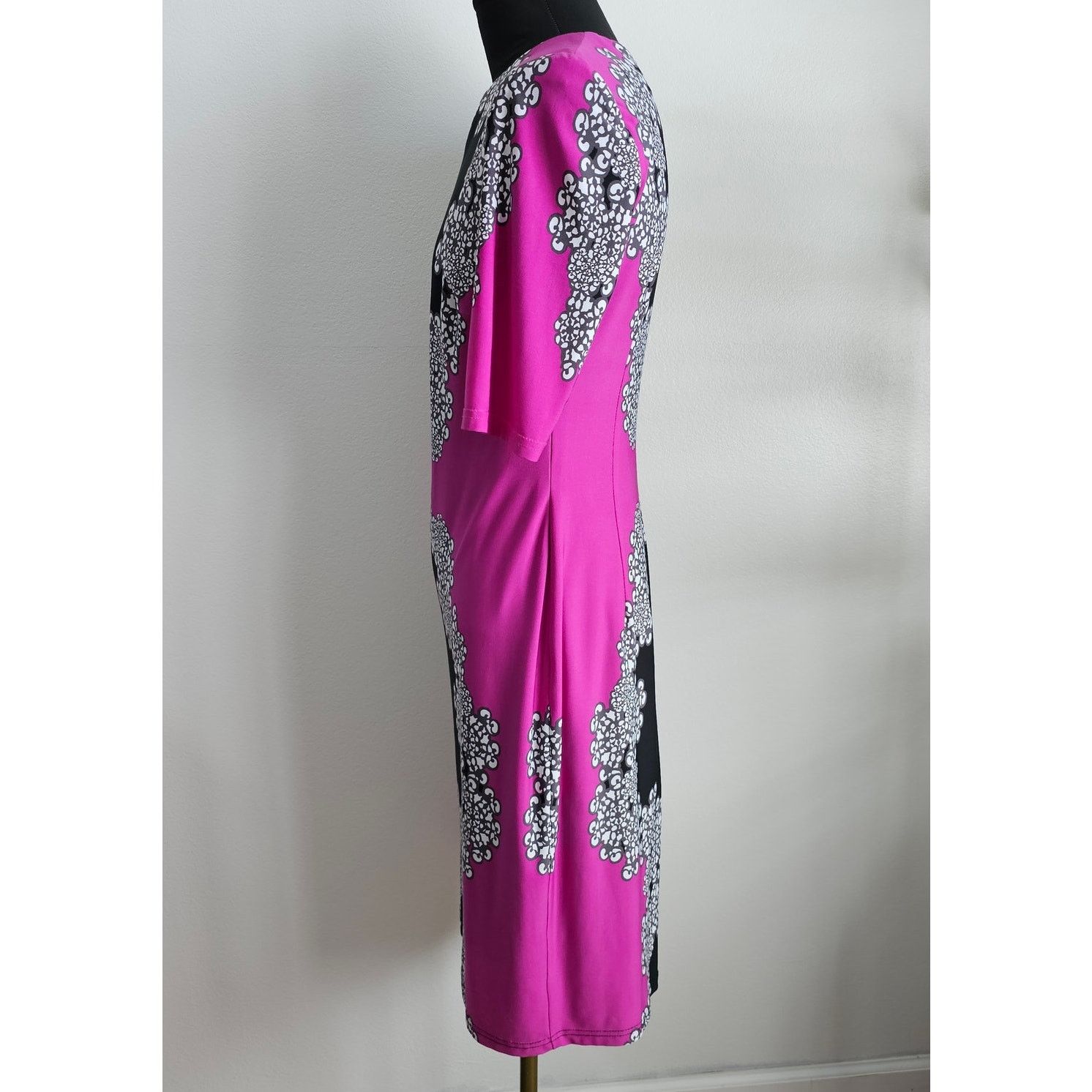 Joseph Ribkoff Joseph Ribkoff Black and Purple Floral Shift Midi Dress 10 Size L / US 10 / IT 46 - 3 Thumbnail